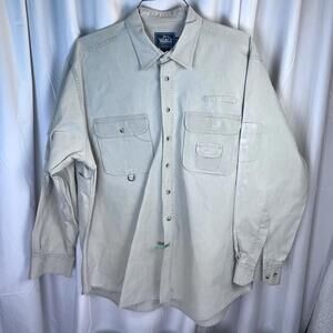 Woolrich Men's Fly Fishing Shirt - Sz XL  - Tan Button Up EUC Dry Cleaned